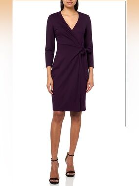 Anne Klein Women's 3/4 Sleeve Jersey Wrap Dress